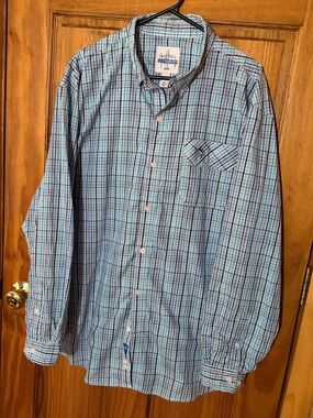 Guy Harvey Men's Blue green Plaid Button-Down Shirt xxl